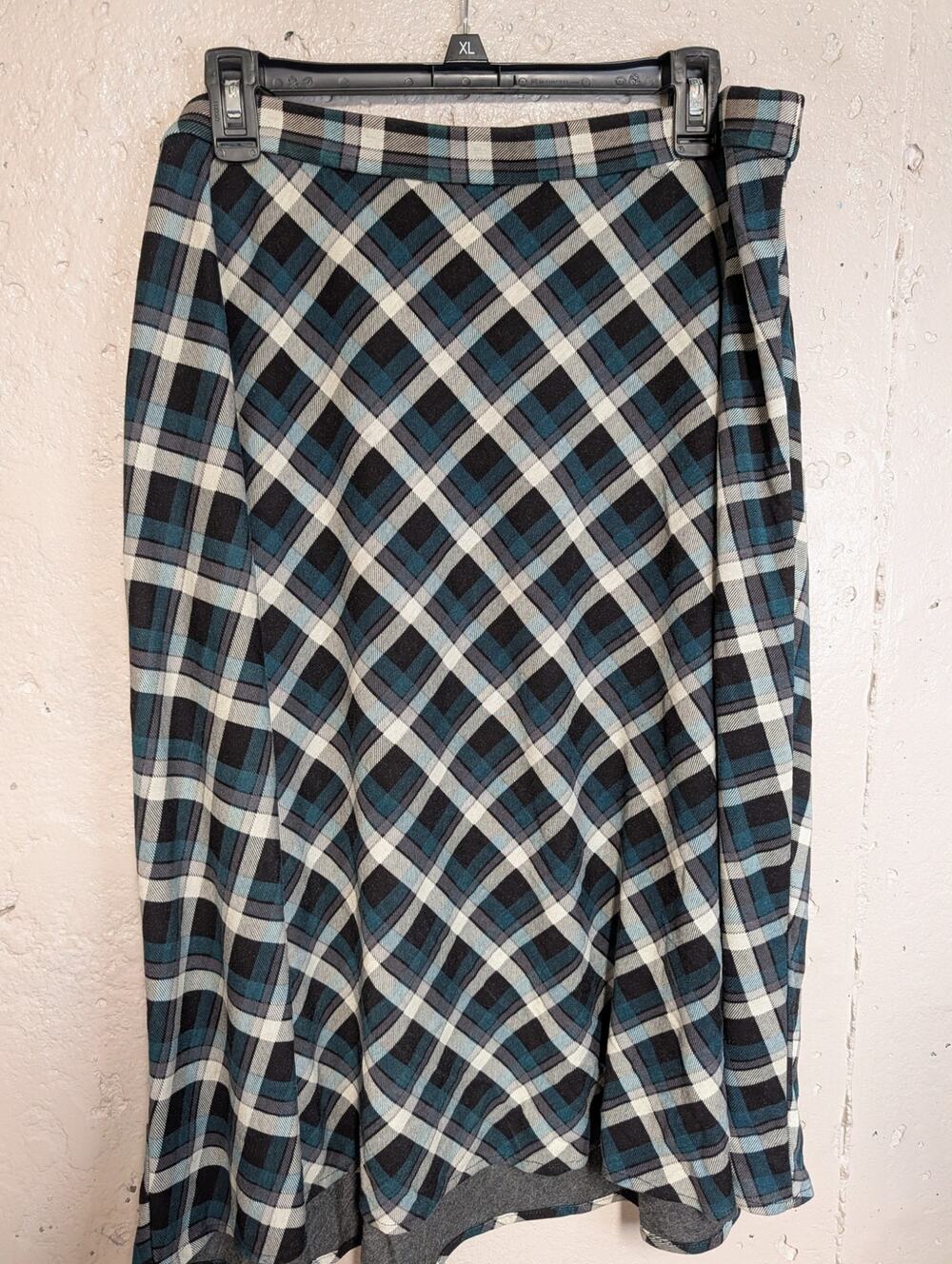 CJ Banks Teal Plaid A-Line Midi Skirt 1X Dark Academia Preppy